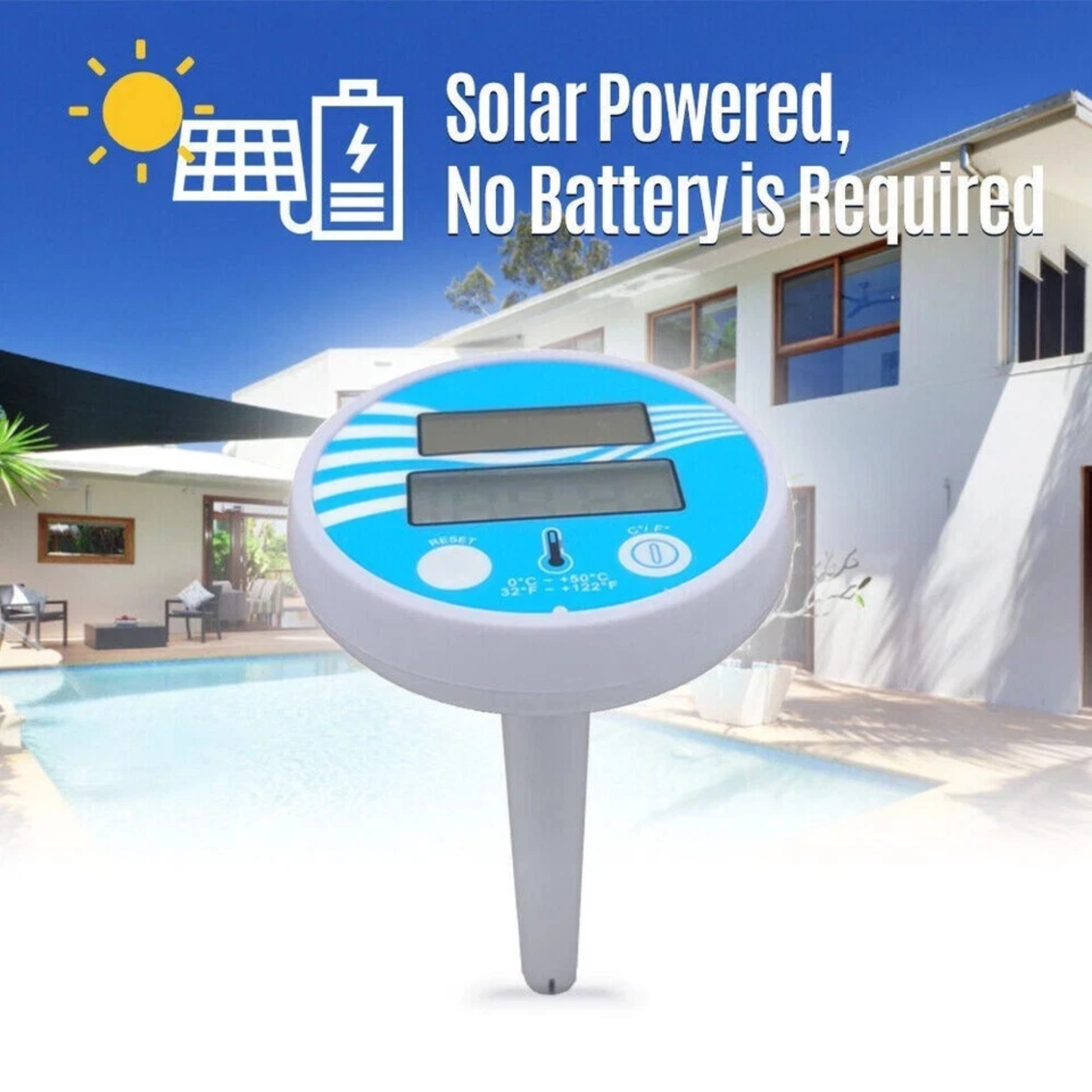 Solar Powered Outdoor Floating Thermometer