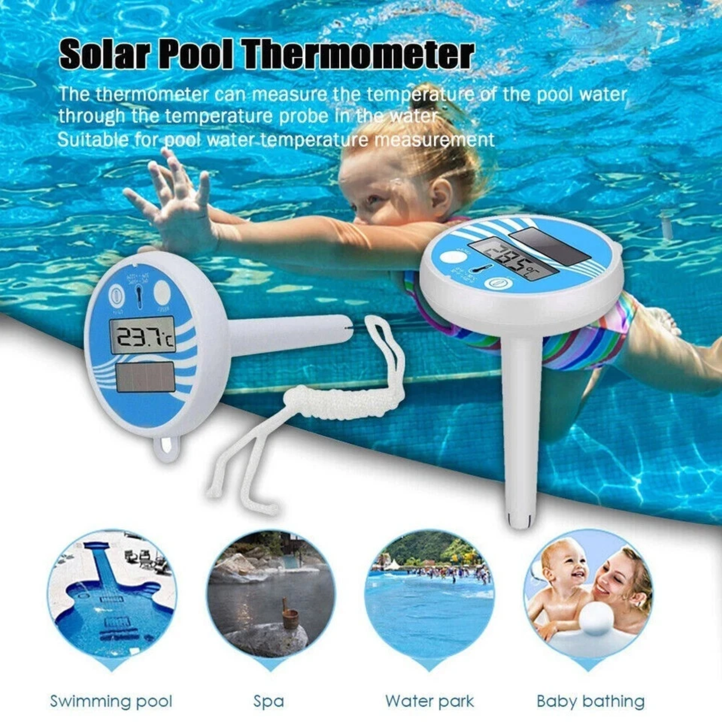 Solar Powered Outdoor Floating Thermometer